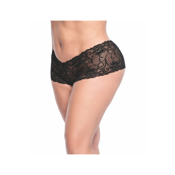 Shorty grande taille noire en dentelle 